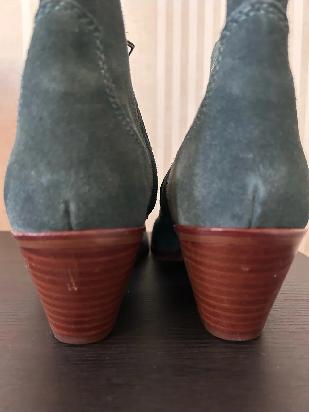 Madewell The Western Boot In Teal Blue Genuine Suede Women’s Size 7.5 NEW